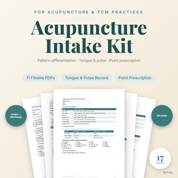 Acupuncture Intake Forms Template | TCM Patient Intake, Tongue & Pulse, Point Prescription | Fillable Documentation Kit