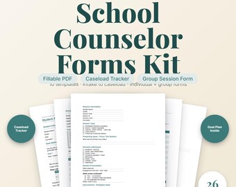 School Counselor Forms Kit | Student Intake Session Notes Referral Log | Fillable PDF Templates for School Counselors