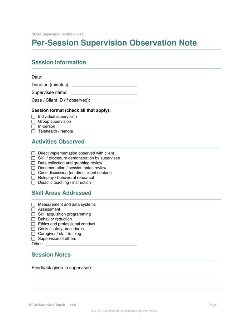 BCBA Supervisor Toolkit | Supervision Agreement Observation Note Monthly Attestation Forms | ABA Supervisor Documentation Kit afbeelding 9