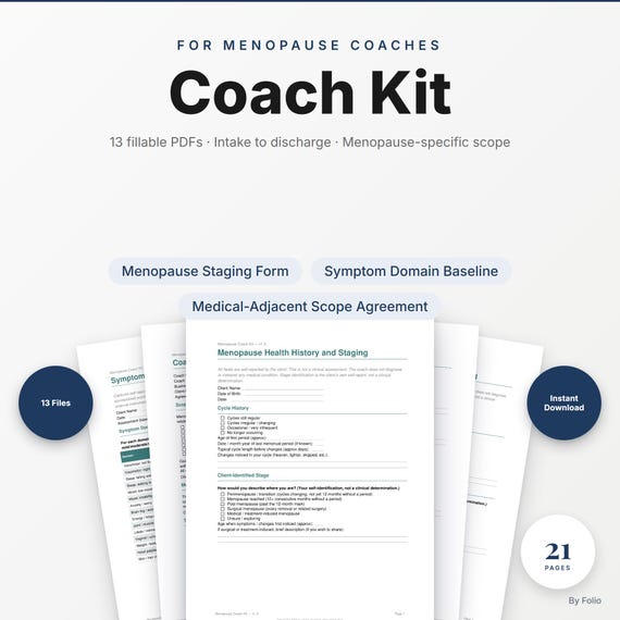 Menopause Coach Documentation Kit | Perimenopause Coaching Forms | Fillable PDF Templates for Health Coaches