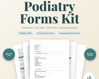 Podiatry Private Practice Forms Kit | SOAP Note Templates | DPM Patient Intake PDF