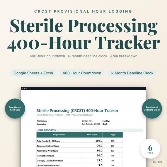 Sterile Processing 400 Hour Tracker