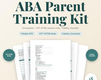 ABA Parent Training Documentation Kit | CPT 97156 Session Note | BCBA Caregiver Training Forms