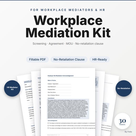 Workplace Mediation Forms Kit | HR Mediator Templates with No-Retaliation Clause | PDF