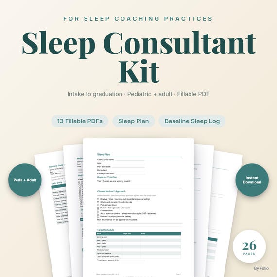 Sleep Consultant Forms Kit | Sleep Coach Client Intake, Sleep Plan & Tracking Logs | Fillable PDF Templates