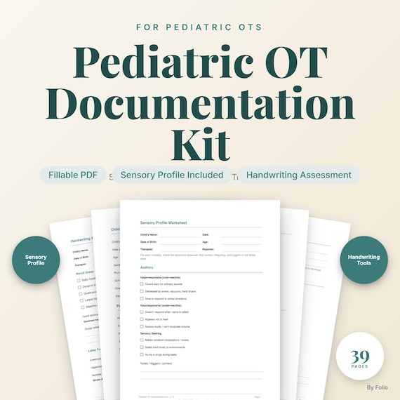 Pediatric OT Documentation Kit | Intake, Sensory, Handwriting, Session Notes, Discharge | Editable PDF