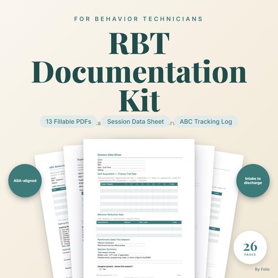 RBT Documentation Kit | Session Data Sheets, Behavior Incident & Tracking Logs | Fillable Forms for Behavior Technicians