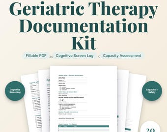 Geriatric Therapy Documentation Kit | Older Adult Session Notes | Fillable PDF Forms for Therapists