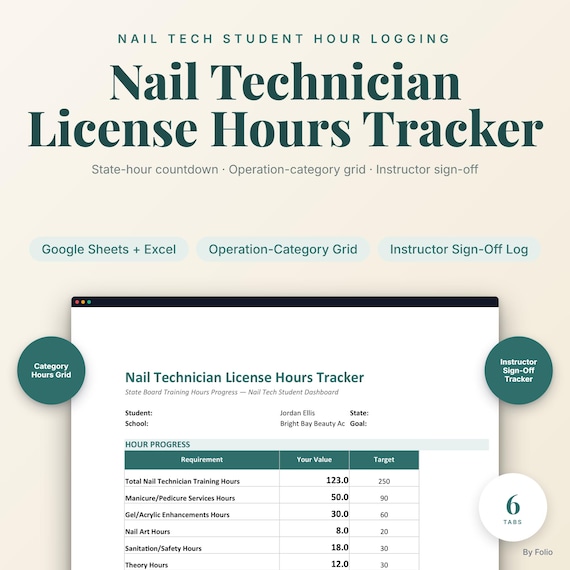 Nail Technician License Hours Tracker