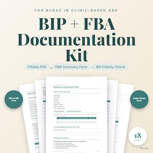 BIP FBA Documentation Kit | Behavior Intervention Plan Template | BCBA Clinical Forms
