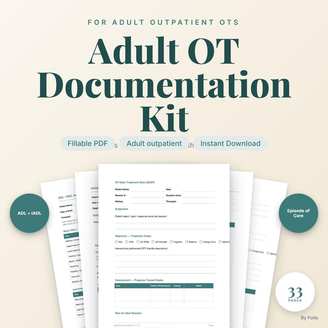 Adult Occupational Therapy Documentation Kit | Soap Note + Treatment ...