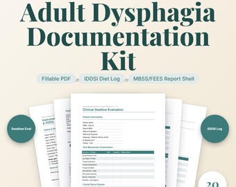 Adult Dysphagia Documentation Kit for Medical SLP | Swallow Evaluation Therapy Forms PDF