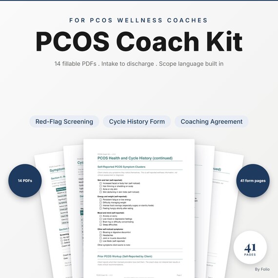 PCOS Coach Documentation Kit | Fillable PDF Forms for Wellness Coaches | Intake Consent Session Notes