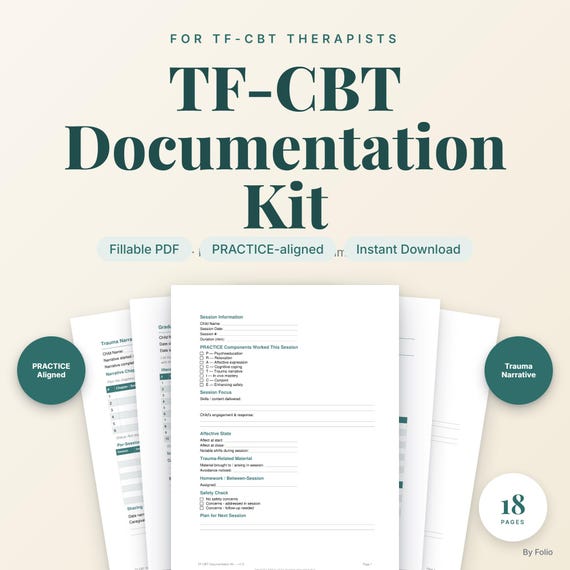 Trauma-Focused CBT Session Notes Template | TF-CBT Documentation Kit | Practice Components | Fillable Pdf