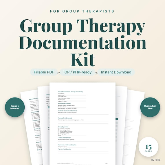 Group Therapy Session Notes Template | Group-as-a-Whole + Per-Member Notes | Curriculum Planner | Fillable PDF