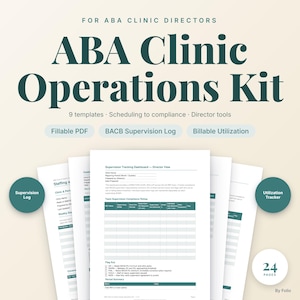 ABA Clinic Operations Kit for Directors | Scheduling Supervision Compliance Admin Forms