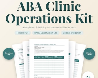 ABA Clinic Operations Kit for Directors | Scheduling Supervision Compliance Admin Forms