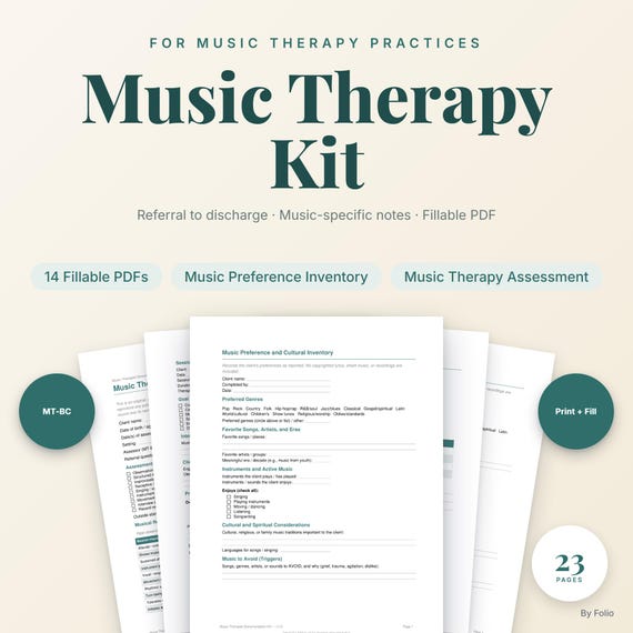 Music Therapy Documentation Kit | Session Notes & Treatment Plan | Fillable PDF Forms for MT-BC Therapists
