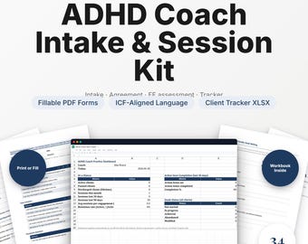 ADHD Coach Intake & Session Toolkit | Executive Function Forms, Agreement, Tracker