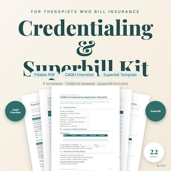 CAQH Credentialing Superbill Kit for Therapists