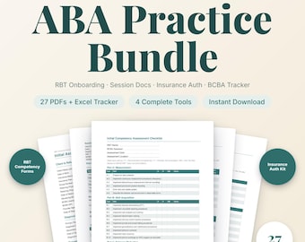 ABA Practice Bundle | RBT Onboarding Session Notes Insurance Auth BCBA Tracker