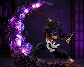 Kokushibo Anime Figure Demon Slayer 23cm LED Battle Statue Yoriichi Tsugikuni Collectible Desk Decor Manga Gift Display