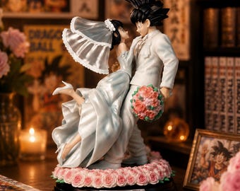 Goku Chichi Wedding Anime Figure Dragon Ball Z 31cm Couple Statue PVC Collectible Manga Gift Room Decor Display Model