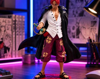 Shanks Anime Figure One Piece 24cm Collectible Statue PVC Action Figure Desk Decor Manga Gift Room Decor Fan Display,Gift for One Piece Fans