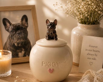 Urna Memorial Personalizada para Animais de Estimação - Urna Floral de Cerâmica para Cães com Estátua - Urna Personalizada para Cinzas de Gatos - Lembrança Eterna de um Animal de Estimação Amado - Tamanhos P, M e G