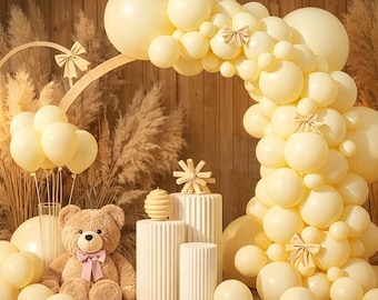 Kit de guirnalda de globos amarillo pastel para fiestas, cumpleaños, bodas, baby showers y decoración de arcos de globos.