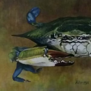 Blue Crab print, acrylic painting, nautical decor, coastal, beach