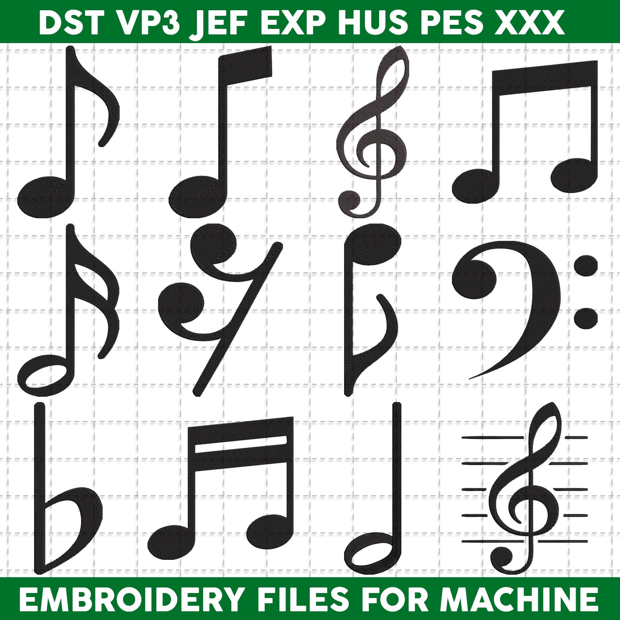 Music Notes Embroidery Design Bundle, Musical Symbols Machine ...
