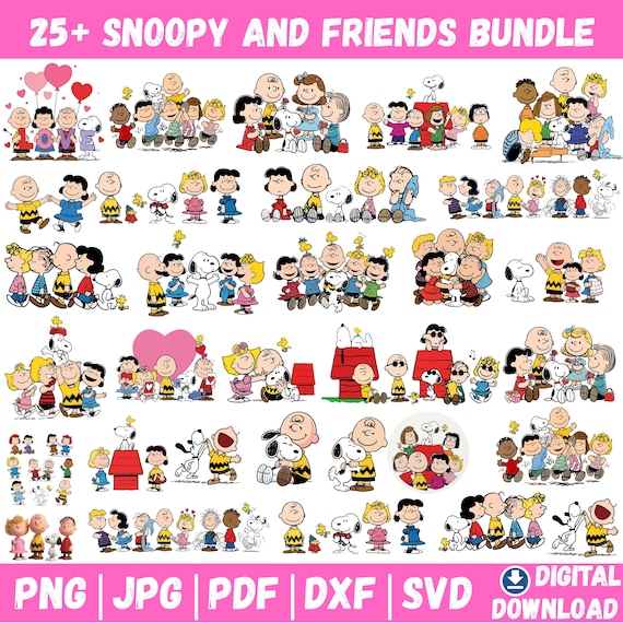 Snoopy And Friends Mega Bundle, Peanuts Cartoon Clipart, Retro Comic Characters, Cute Dog Art, Cricut Design, Sublimation Graphics