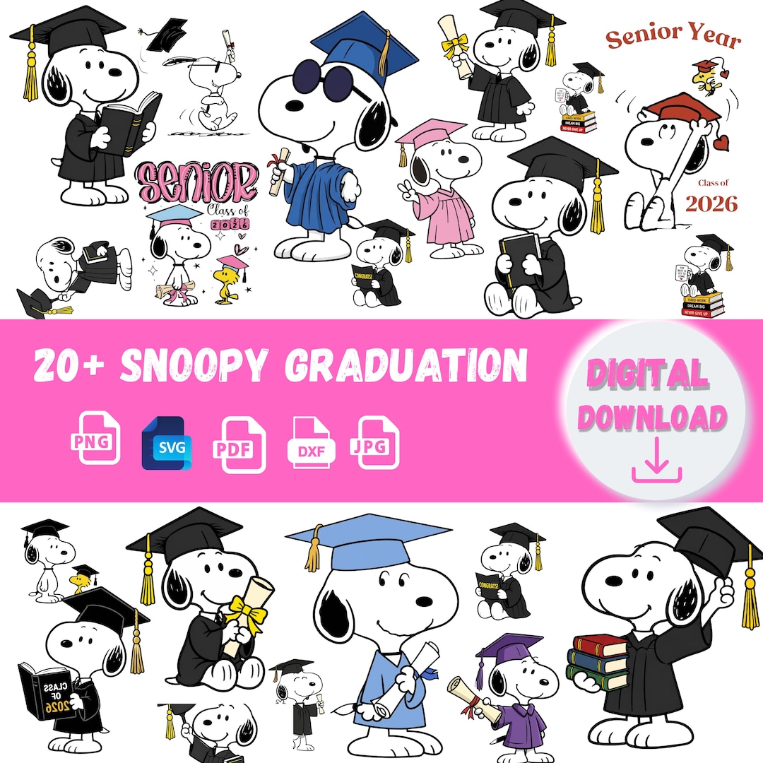 20+ Snoopy Graduation Bundle, Cute Snoop Grad Clipart, Class of 2026 ...