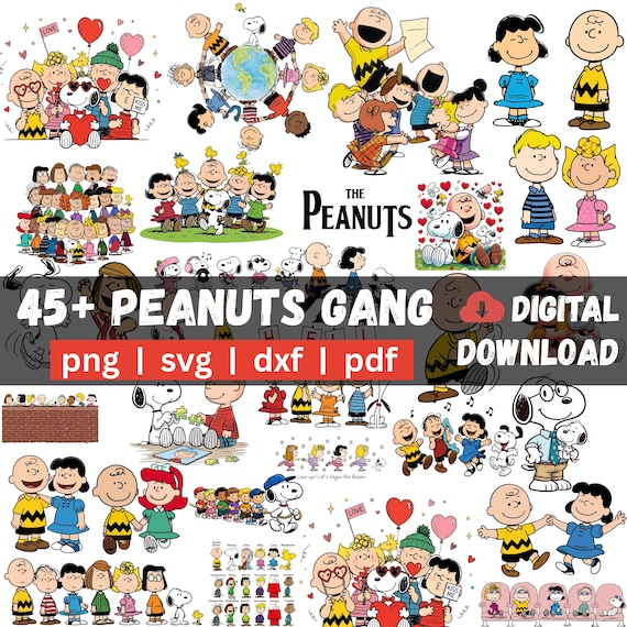 Peanuts Gang PNG Bundle, Cartoon Friends Clipart, Kids Party Designs (Digital Download)