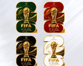Puchar Mistrzostw Świata FIFA 2026 w formacie PNG SVG, pobieranie cyfrowe, grafika piłkarska do druku, styl logo Mistrzostw Świata 26, natychmiastowe pobieranie, szablon Canva