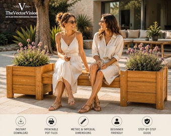 DIY Wooden Planter Bench  Plans, Outdoor Garden Seating