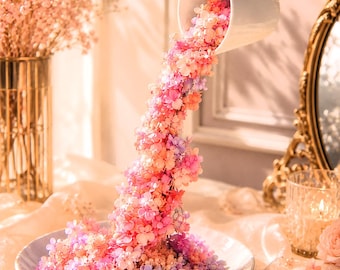 Adorno floral rosa en cascada para tarta de boda, decoración romántica para fiestas en el jardín, accesorio floral hecho a mano.