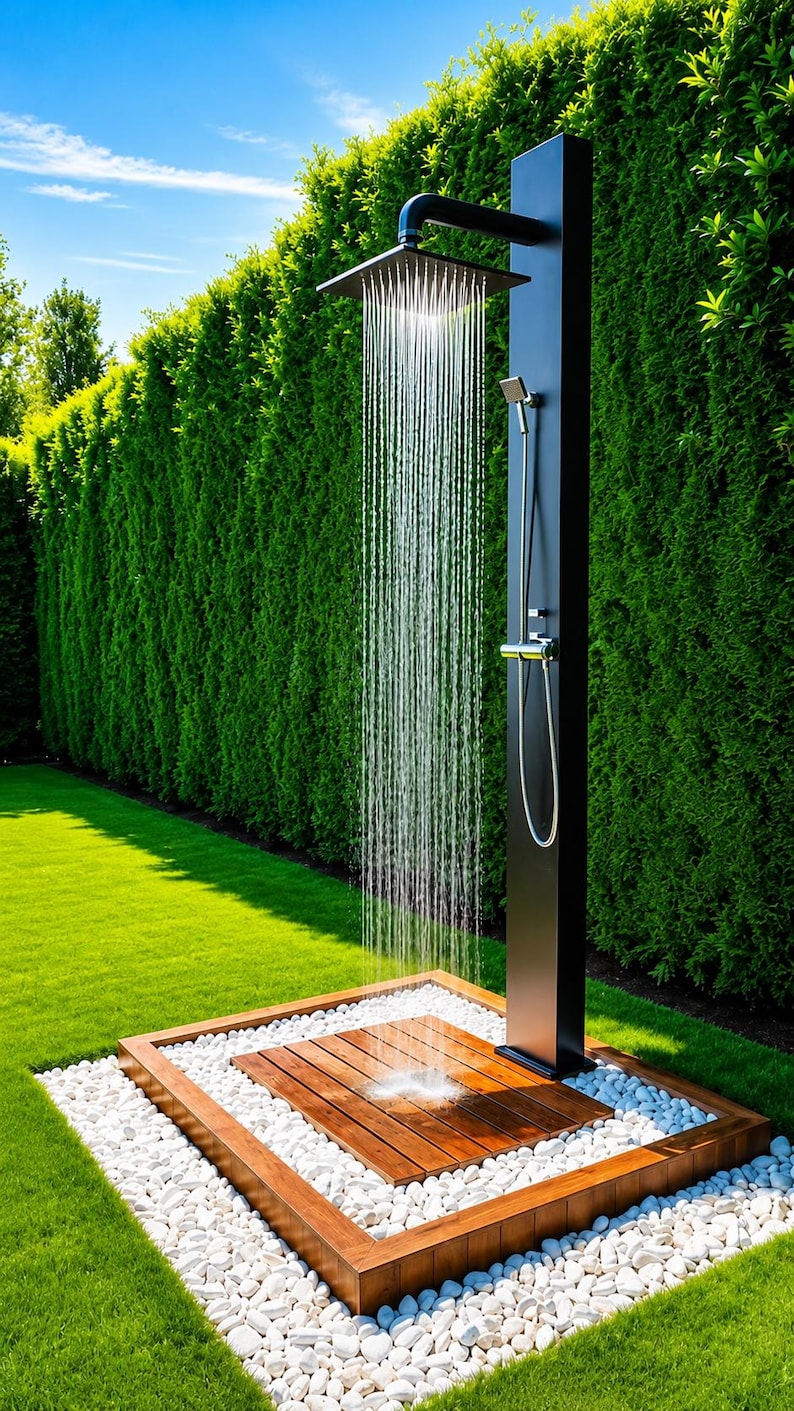DIY PDF SVG Modern Outdoor Shower, Stainless Steel, Waterfall Design ...
