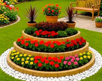 Borde para macizos de flores escalonados (hágalo usted mismo) / Borde colorido para jardín, decoración paisajística sencilla