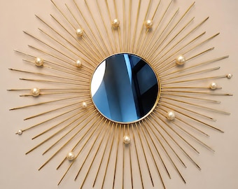 Planos para espejo con forma de sol (hazlo tú mismo) / Decoración de pared de bambú de estilo moderno de mediados de siglo (descarga digital)