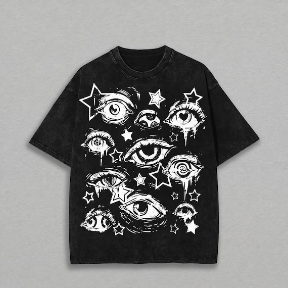 Eye Graphic T Shirt, All Seeing Eye Shirt, Gothic Aesthetic Tee, Mystical Star Graphic Shirt, Witchy Streetwear Tee, Dark Art Shirt