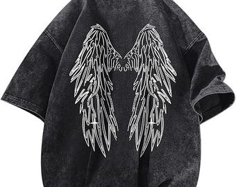 Angel Wings Shirt, Angel Wing Graphic Tee, Angel Aesthetic Shirt, Guardian Angel Tee, Gothic Angel Shirt, Y2K Streetwear Tee