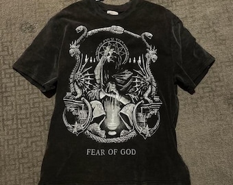 Fear of God Christian Shirt, Gothic Faith Graphic Tee, Christian Streetwear Shirt, Religious Vintage Washed Tee, Christian Gift