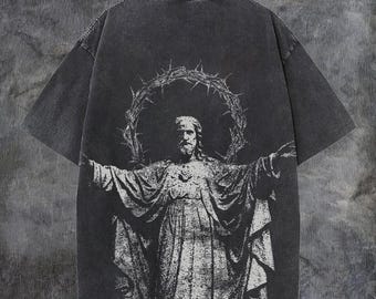 Jesus Graphic Shirt, Christian Streetwear Tee, Vintage Religious Shirt, Gothic Christian Art Tee, Faith Based Apparel, Christian Gift