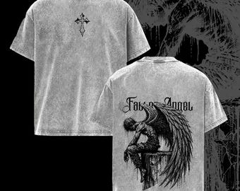 Fallen Angel Shirt, Gothic Graphic Tee, Dark Angel Shirt, Gothic Streetwear Tee, Dark Aesthetic Shirt, Emo Grunge Graphic Tee