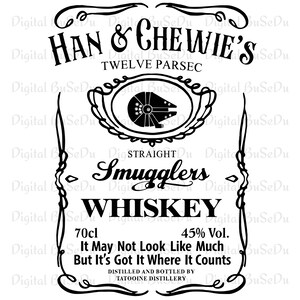 Han e Chewie Whiskey PNG, design del Millennium Falcon di Twelve Parsec, download dell'arte della distilleria di Tatooine di Star Wars, sublimazione PNG