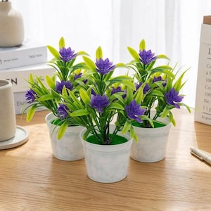 3 pcs Mini Artificial Flower Bonsai in Pot – Faux Potted Plants for Home Decor, Wedding, Festival Display, Artificial Flowers, Fake Flower