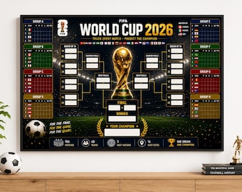 World Cup 2026 Tracker Poster, Soccer Tournament Bracket Wall Chart, FIFA Match Schedule Poster, Football Fan Gift