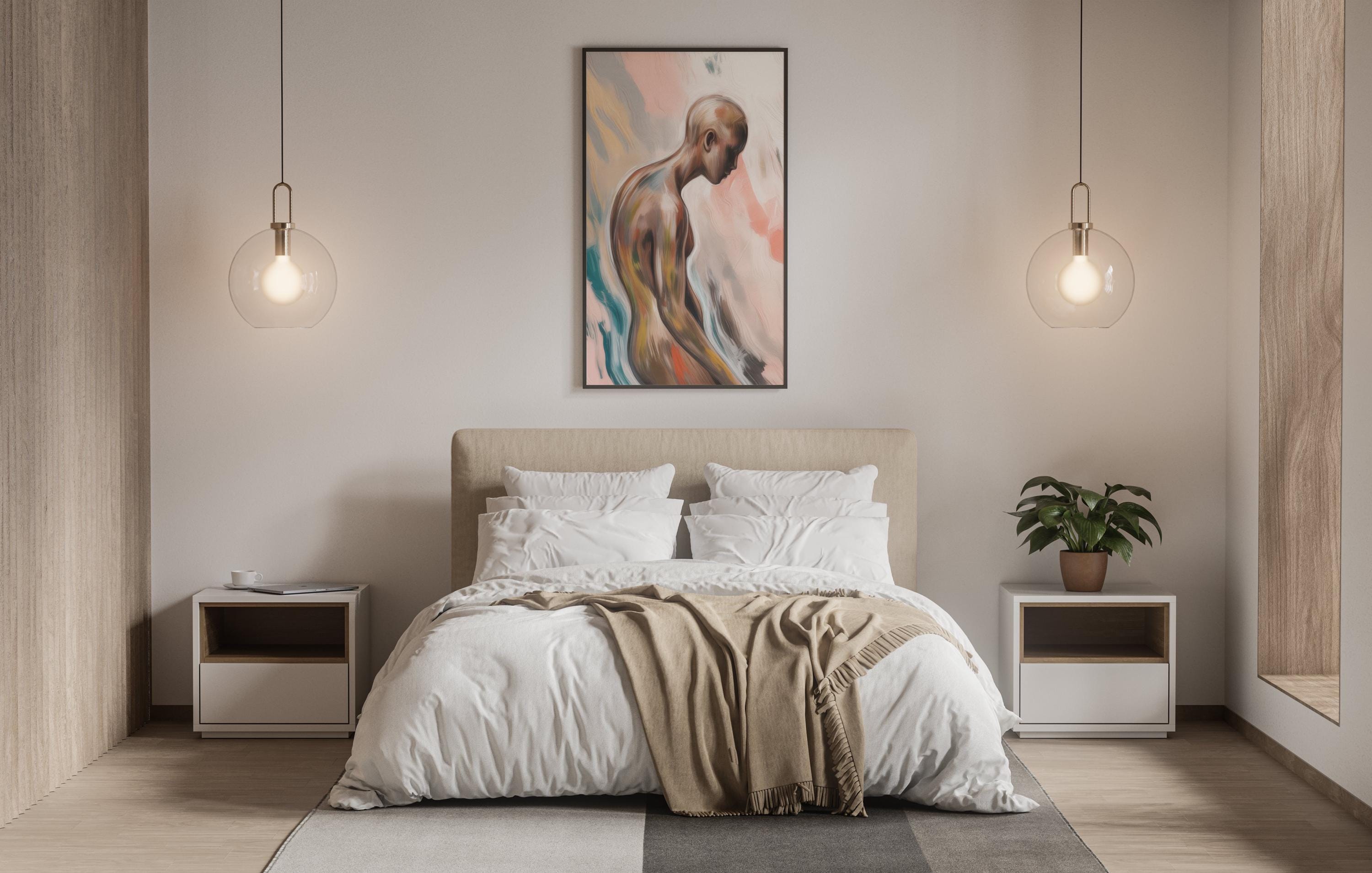 Bring a refined editorial mood into your space with this tactile human figure illustration, a high resolution digital artwork created for modern interiors, fashion-inspired styling, and expressive vis — art print by Winberg Studios